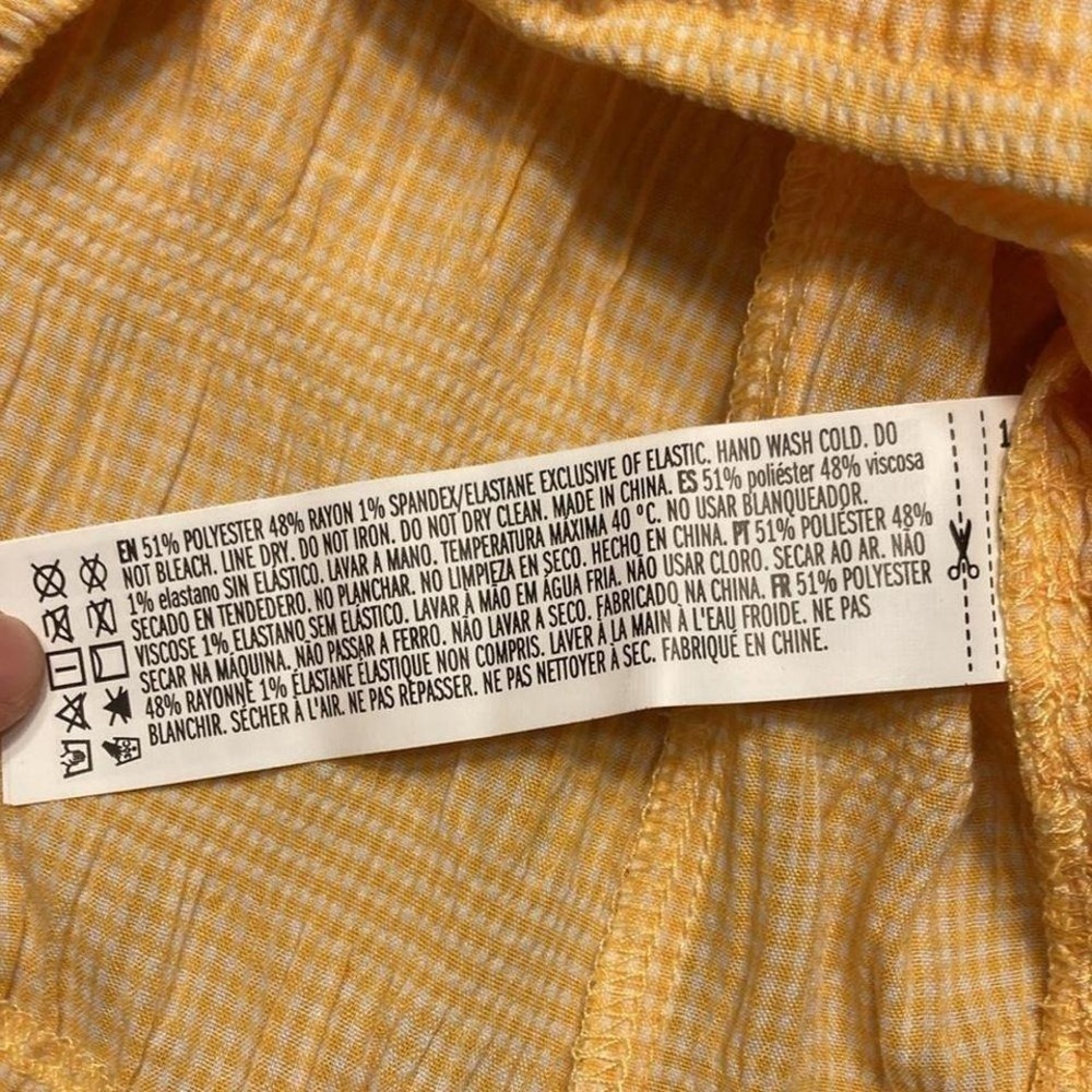 Forever 21 Cottagecore Yellow Gingham Smocked Puff Sleeve Crop Top Honeycore - Picture 7 of 7